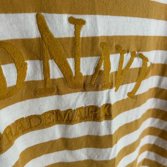 Old Navy Yellow and White Striped Embroidered Top XL - Picture 9 of 16